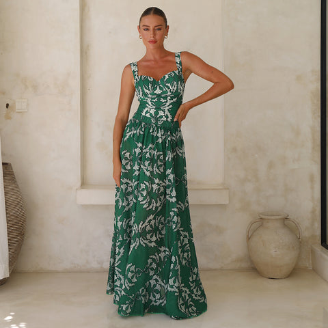 Sling Underwired Shirring Printed One Piece Swimsuit and Skirt	