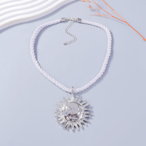 Simple Braided Rope Sunflower Necklace