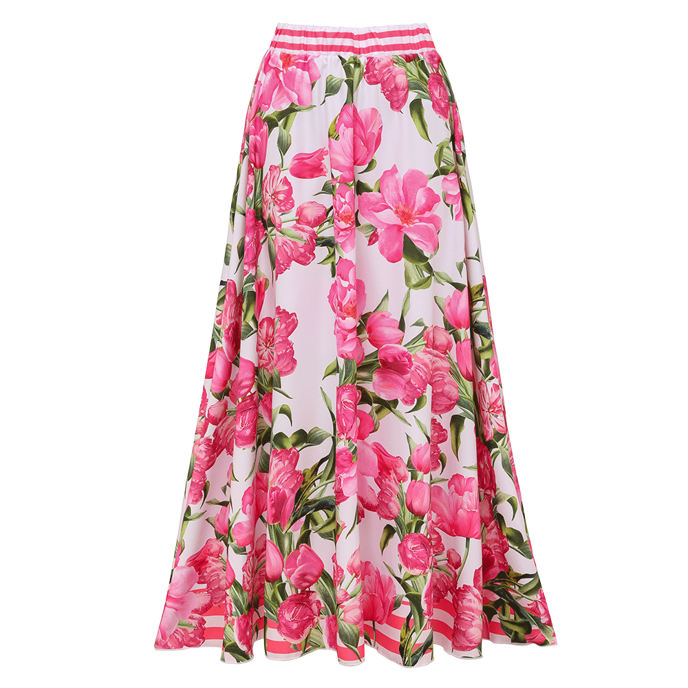 Ruched Off Shoulder Flower Print One Piece Swimsuit and Skirt	