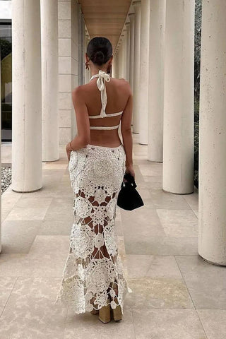 Halter Knitted Cutout Beach Dress