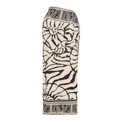 Detachable Puff Sleeves Printed High Waist Bikini Swimsuit and Skirt
