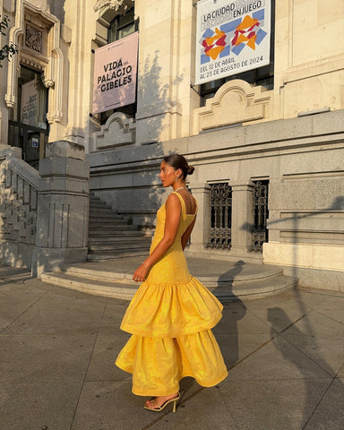Sling Ruffle Elegant Yellow Dress