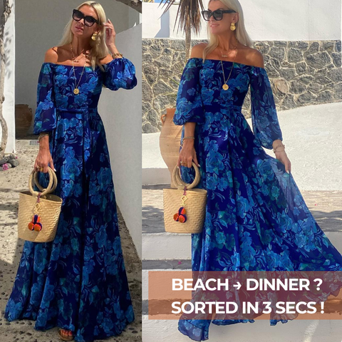 Off Shoulder Puff Sleeve Printed Dress