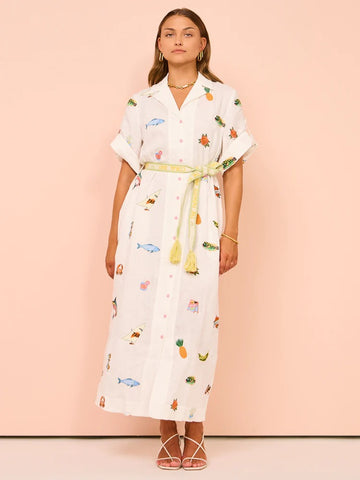 Short Slevees Lace up Graffiti Printed Dress