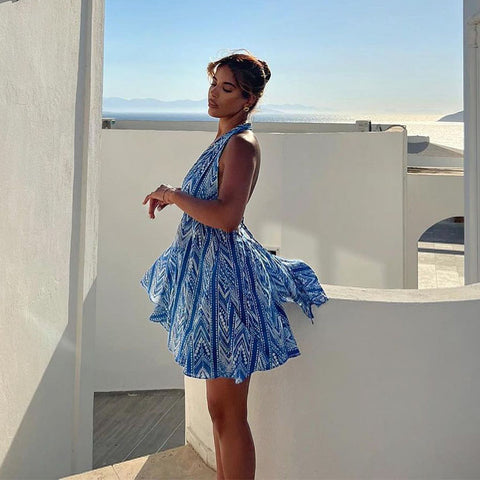 Ethnic Printed Halter  Mini Dress