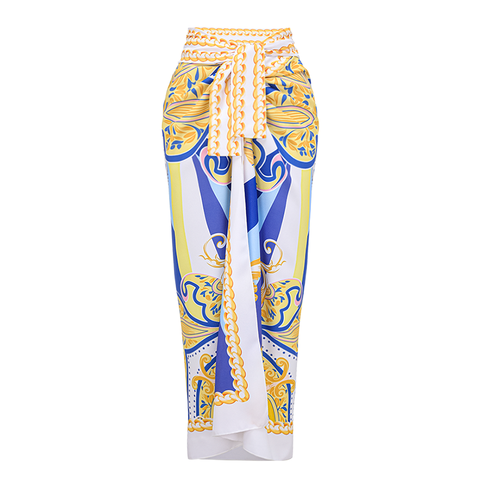 V Neck Pattern Print One Piece Swimsuit and sarong or Pants