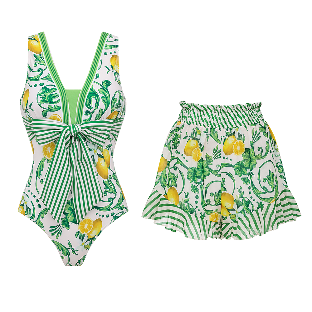 Lemon One Piece Swimsuit and Skirt or Shorts	