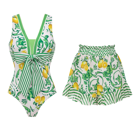 Lemon One Piece Swimsuit and Skirt or Shorts	