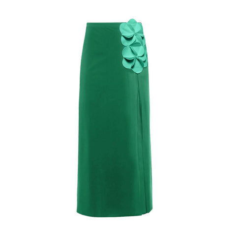 Oblique Shoulder 3D Flower One Piece Swimsuit and Skirt