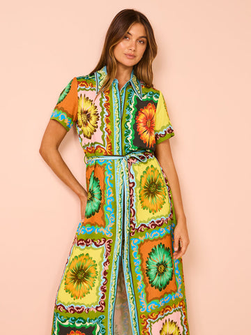 Short Slevees Graffiti Printed Dress