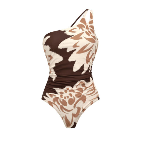 One Shoulder Printed One Piece Swimsuit and sarong