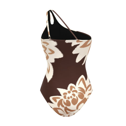 One Shoulder Printed One Piece Swimsuit and sarong
