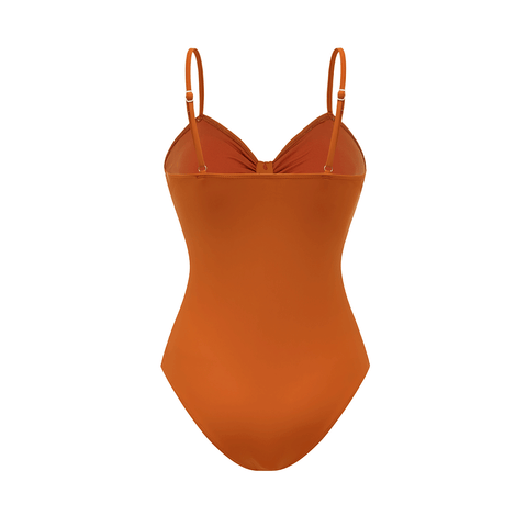 Sling Cut Out Bow Tie One Piece Swimsuit and Skirt	