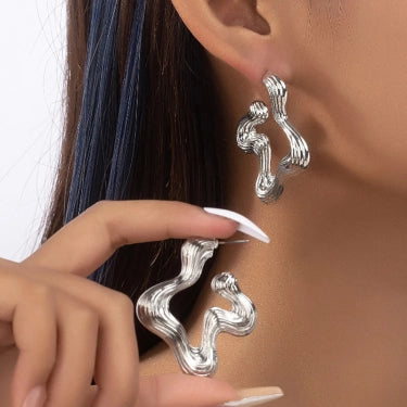 Metal Texture Geometric Irregular Earrings