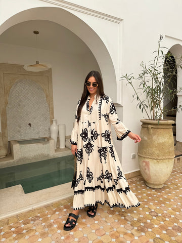 V Neck Printed Shirt Dress