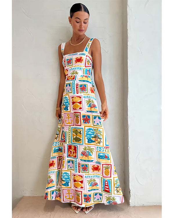 Sling Bandeau Printed Dress