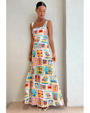 Sling Bandeau Printed Dress