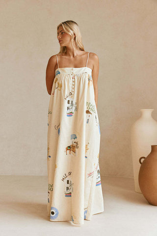 Sling Shoulder  Printed Dress