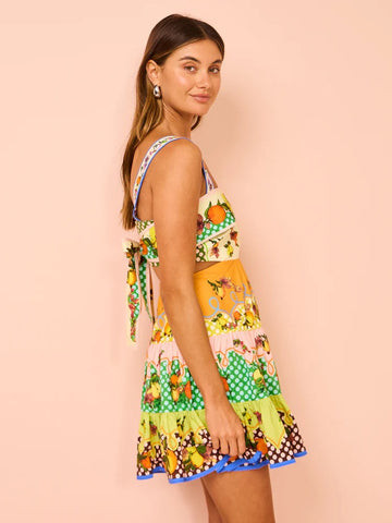 Sling Sleveeless Fruit Printed Mini Dress