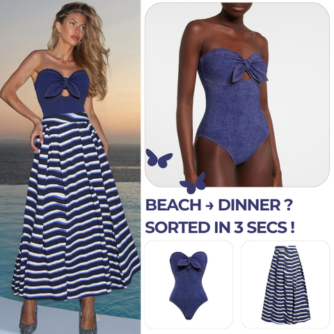 Bowknot Bandeau One Piece Swimsuit and Skirt