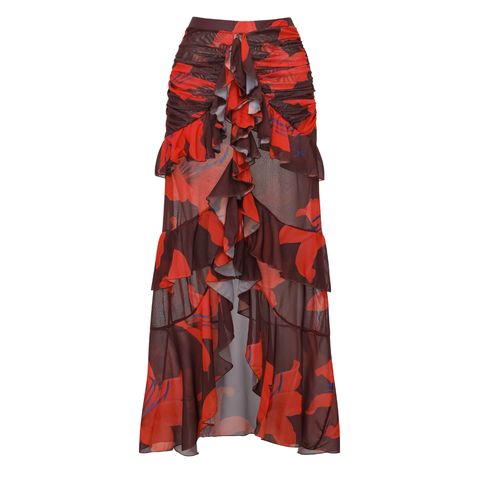 Lily Contrast Print Fabric Patchwork One Piece Swimsuit and Skirt	