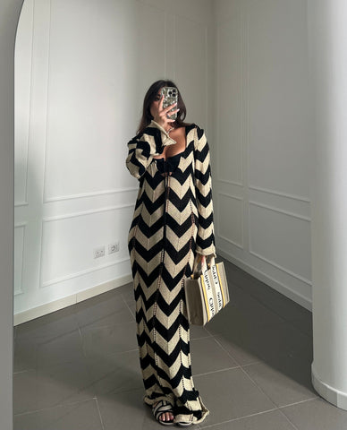 Lace Up Striped Print  Dress