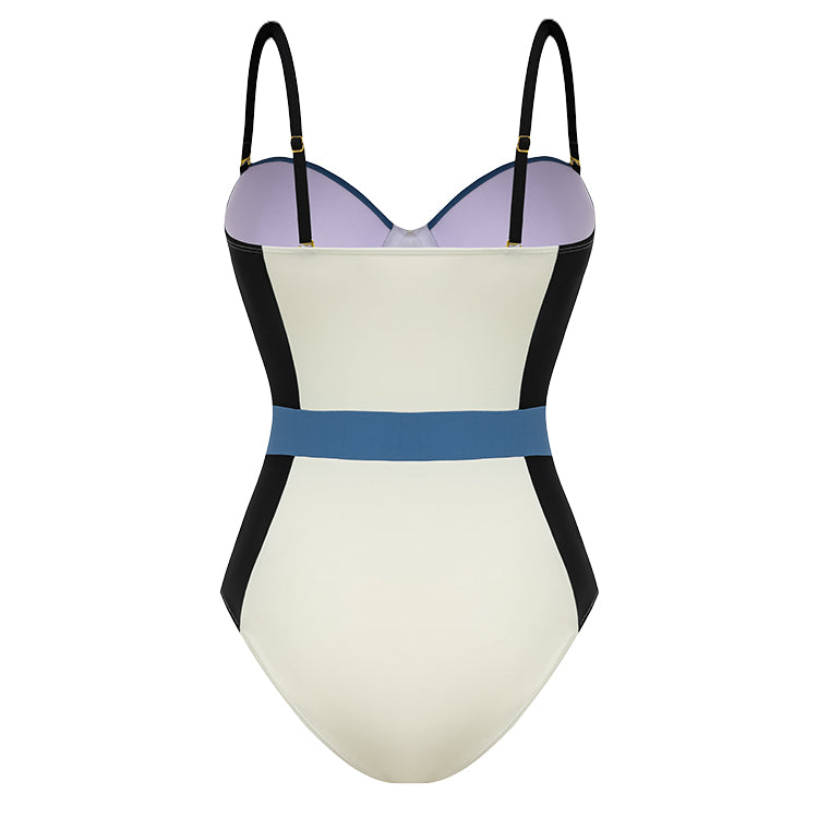 Color Block One Piece Swimsuit	