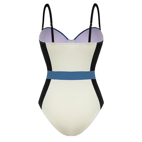 Color Block One Piece Swimsuit	