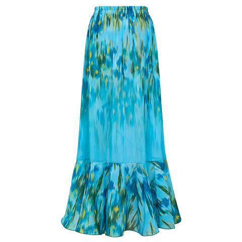 Removable Shoulder Strap Off Shoulder Ruffle Abstract Pattern Print One piece Swimsuit and Skirt