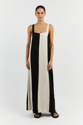 Color Block Cotton and Linen Dress