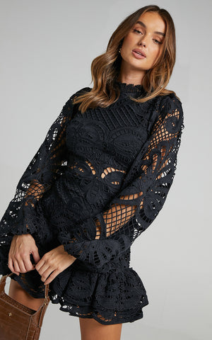 Lantern Long Sleeve Lace Dress