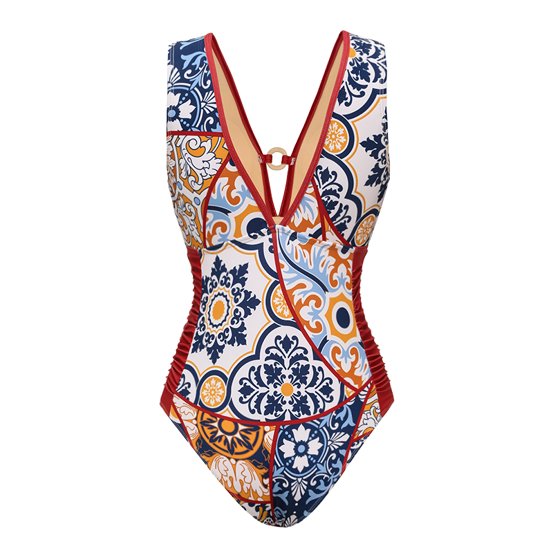 V Nack Printed One Piece purple Flaxmaker	