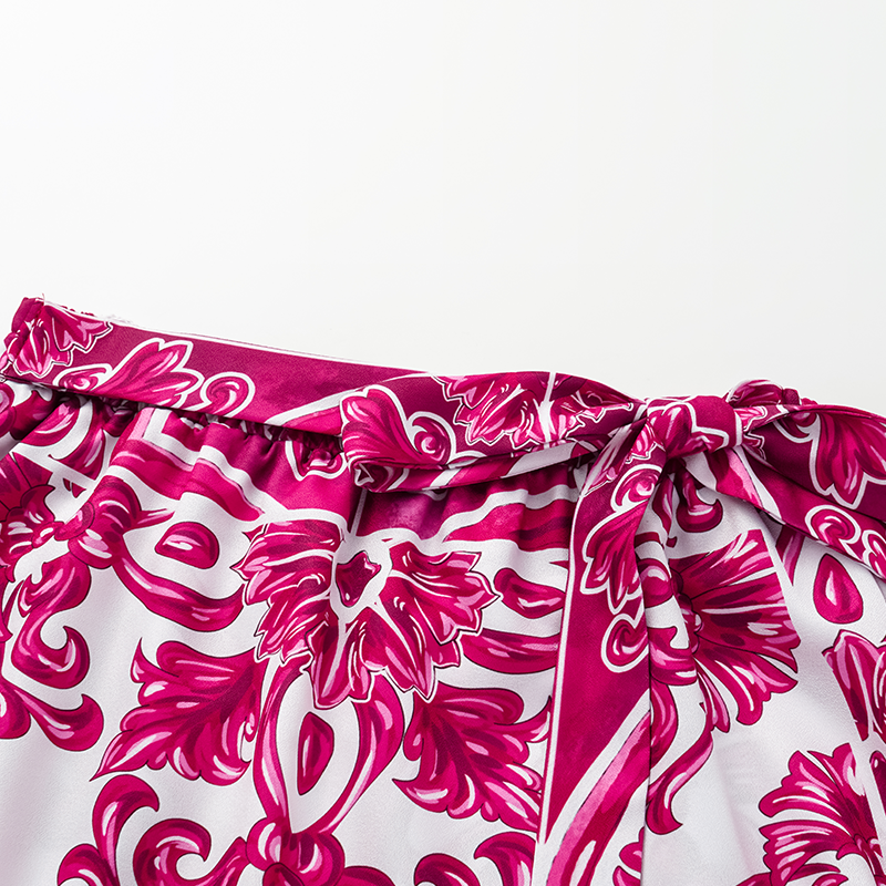 Ruffle Classic Majolica Series Pattern Print Bikini Swimsuit and Skirt or Shorts	