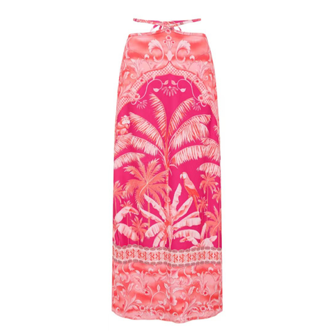 Long-sleeved Tropical Jungle Print Bikini Swimsuit and Sarong