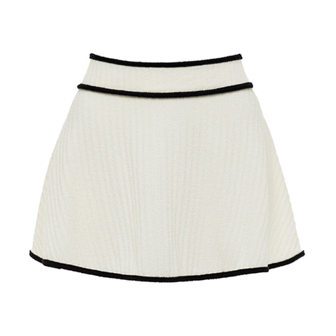 Ivory Black Trim High Waist Bikini Swimsuit and Skirt Flaxmaker	