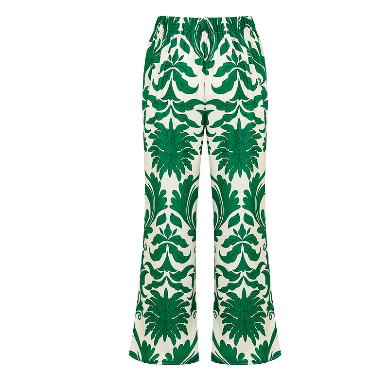 V Neck Green Printed Knotted at Waist Tummy Control One piece Swimsuit and Skirts or Pants	