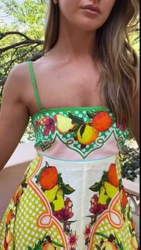 Backless Graffiti Printed Sling Dress