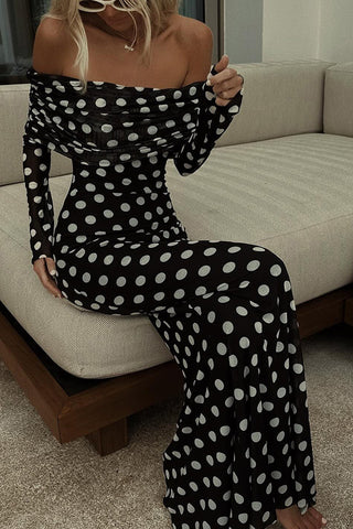 Off Shoulder Polka-Dot Dress