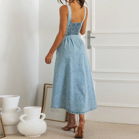 Buttons Sling  Denim Dress