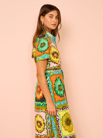Short Slevees Graffiti Printed Dress