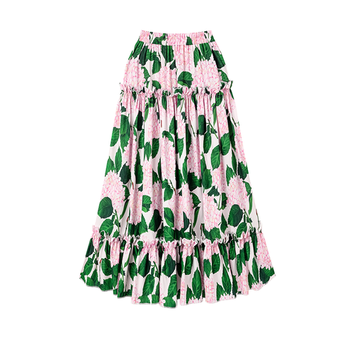 Bandeau Ruffle Floral Print Bikini Swimsuit and Skirt Flaxmaker	