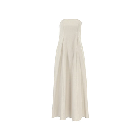 Bandeau Off Shoulder Solid Color Dress