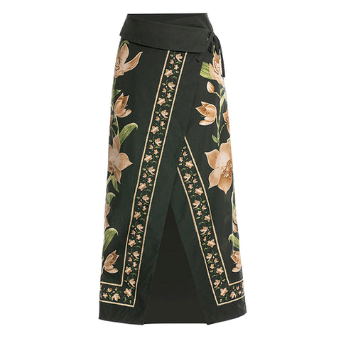 Embroidery Flower Printed One Piece Swimsuit and sarong