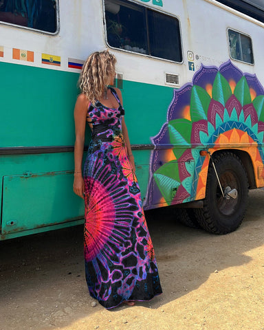 Tie-dyed Sling Backless Dress