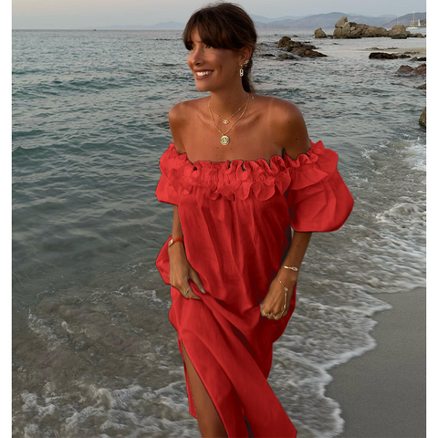 Off Shoulder Puff Sleeve Dress