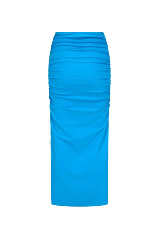 Bowknot Decor Blue Bikini Swimsuit and Sarong
