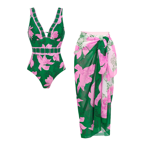 V Neck Printed Swimsuit Set(s)	