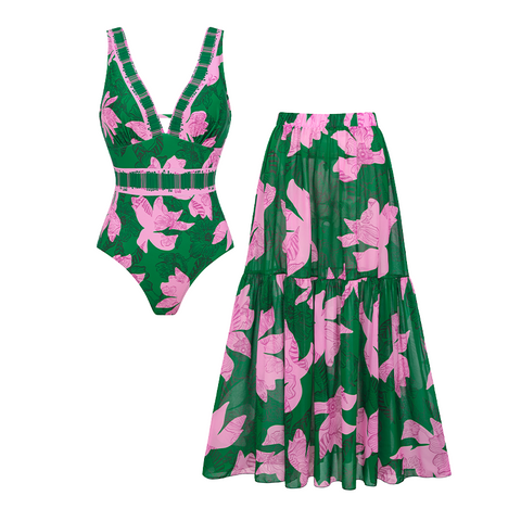 V Neck Printed Swimsuit Set(s)	