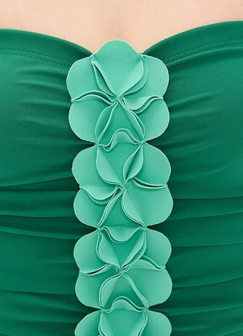 Bandeau 3D Flower One Piece Swimsuit and Skirt