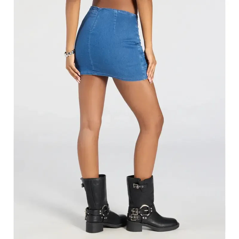 Vibecurve® Buckle Down High-Rise Denim Skort	